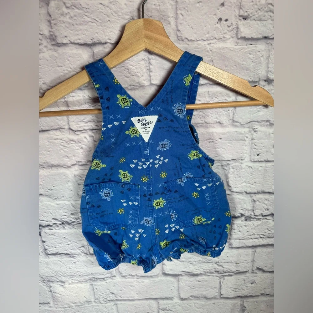 Vintage Oshkosh bgosh‎ shortalls overalls sea turtle 90’s rare print size 6-9 M